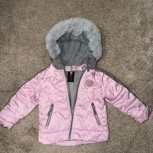 Gerry pink fur hood bomber coat jacket girl 2T